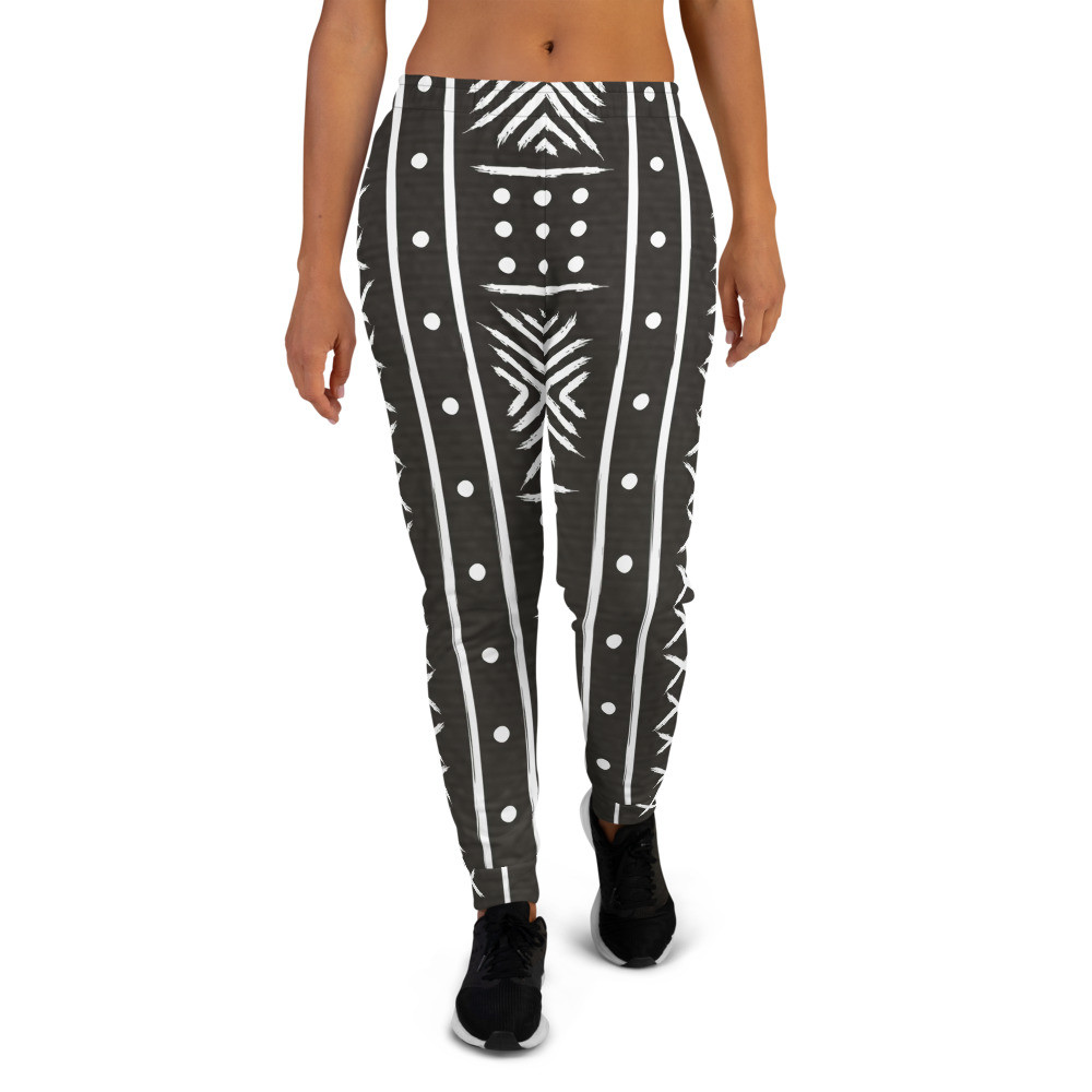 Women's Black Mud Cloth Inspired Joggers II