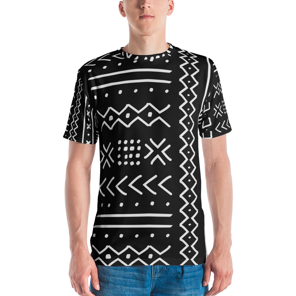 Men's Black Mud Cloth Inspired T-shirt V