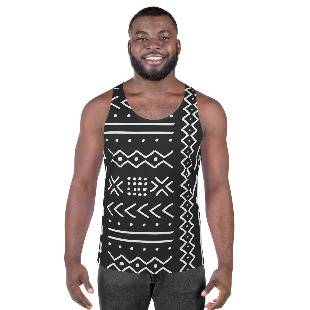 Men’s Black Mud Cloth Inspired  Tank Top V