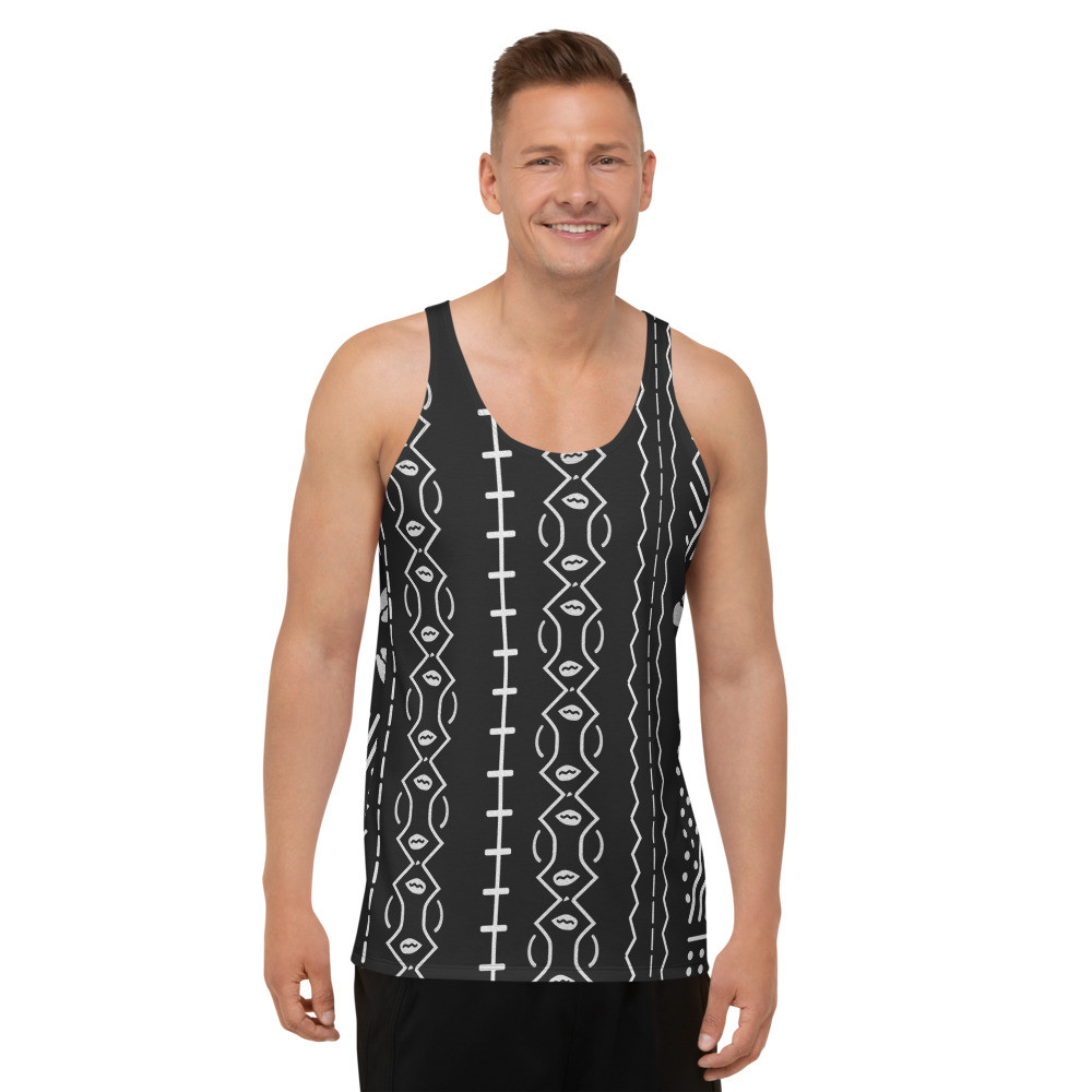 Men’s Black Mud Cloth Inspired Tank Top IV