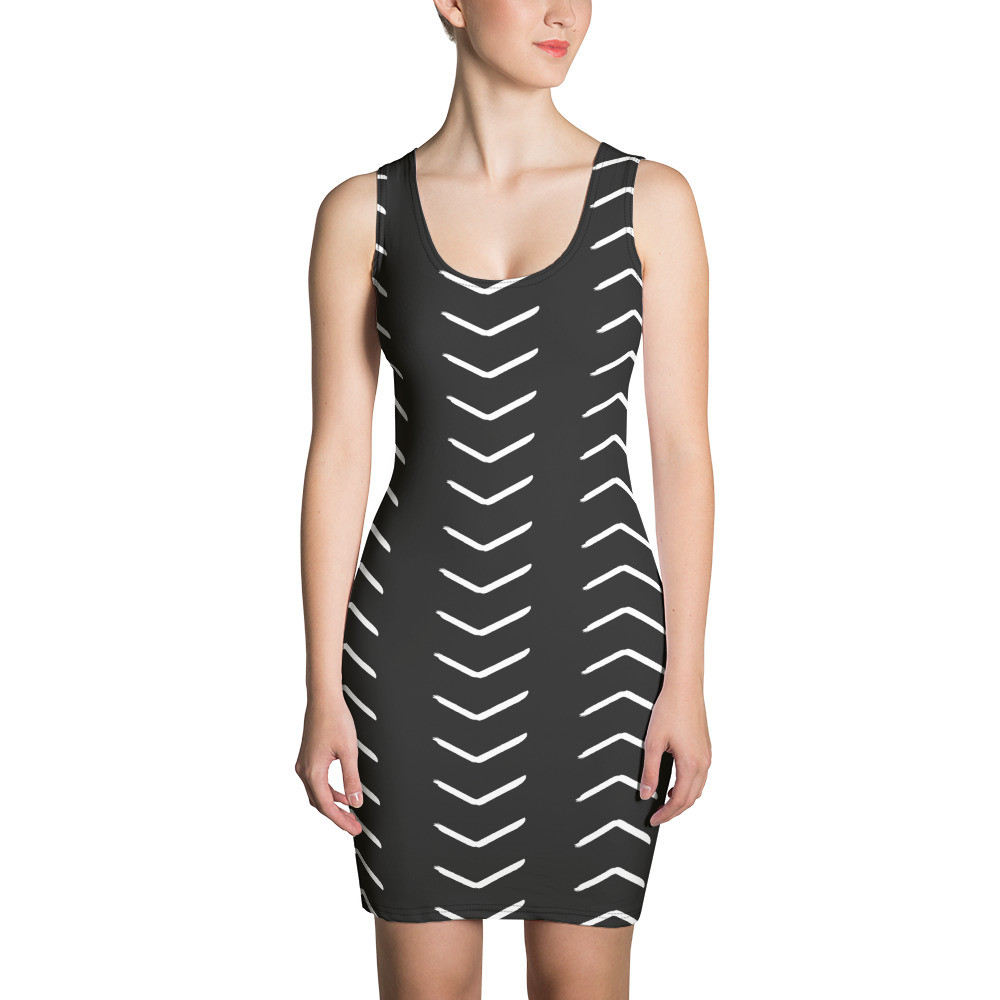 Black Mud Cloth Inspired Sun Dress