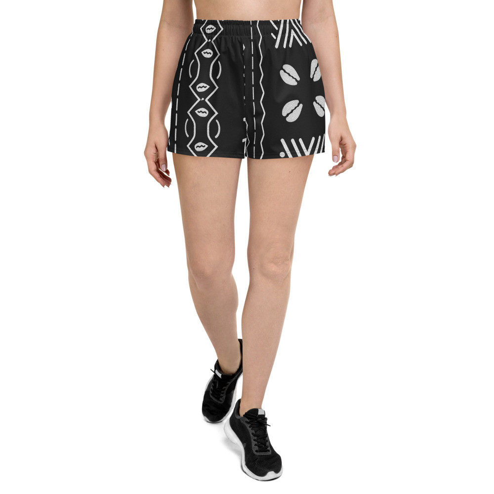 Women's Black Mud Cloth Athletic Short Shorts IV