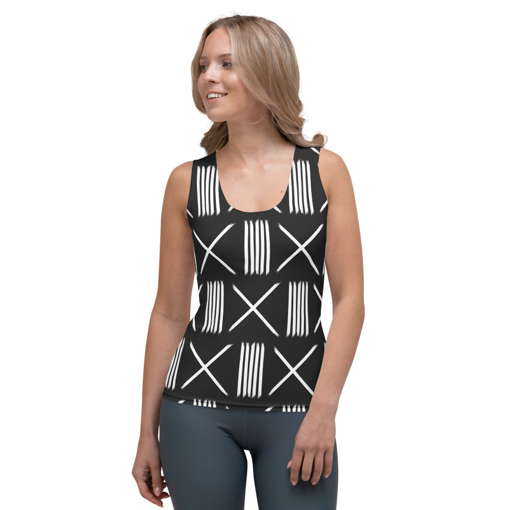 Women’s Black Mud Cloth Inspired Tank Top III