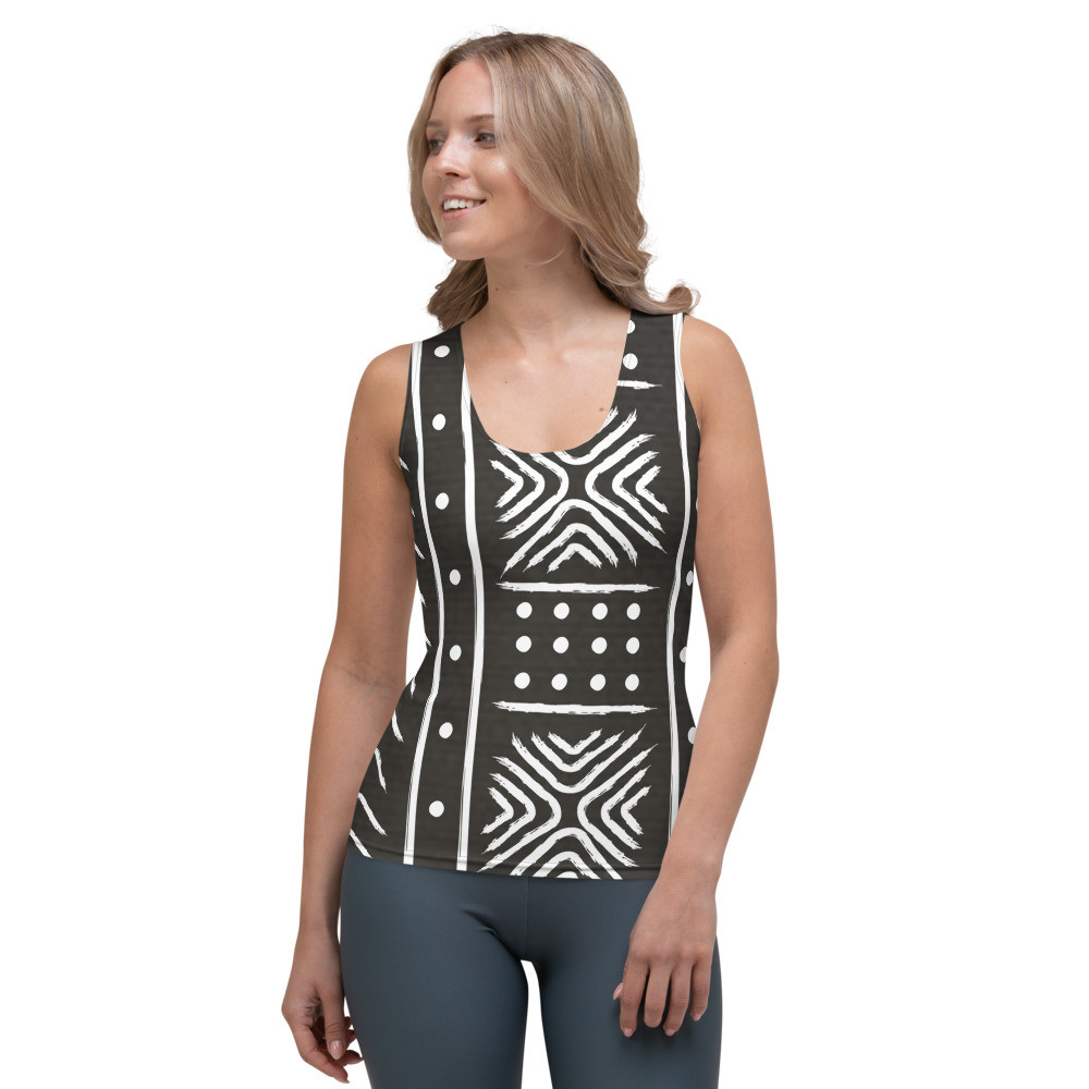 Women’s Black Mud Cloth Inspired Tank Top II 