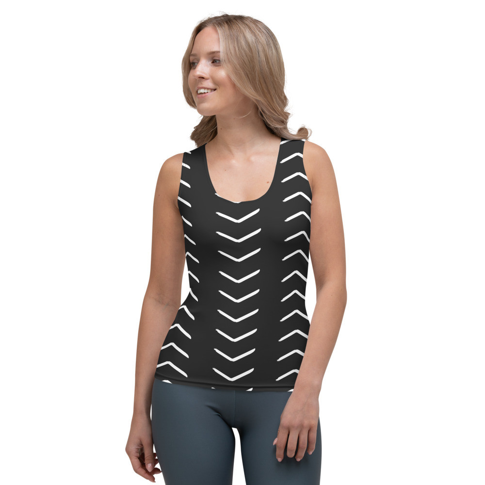 Women’s Black Mud Cloth Inspired Tank Top