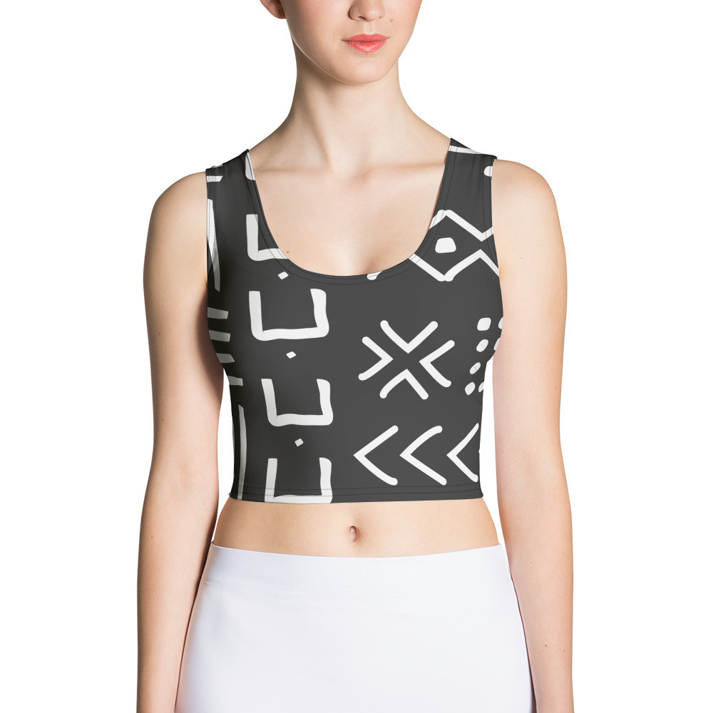 Black Mud Cloth Inspired Crop Top V