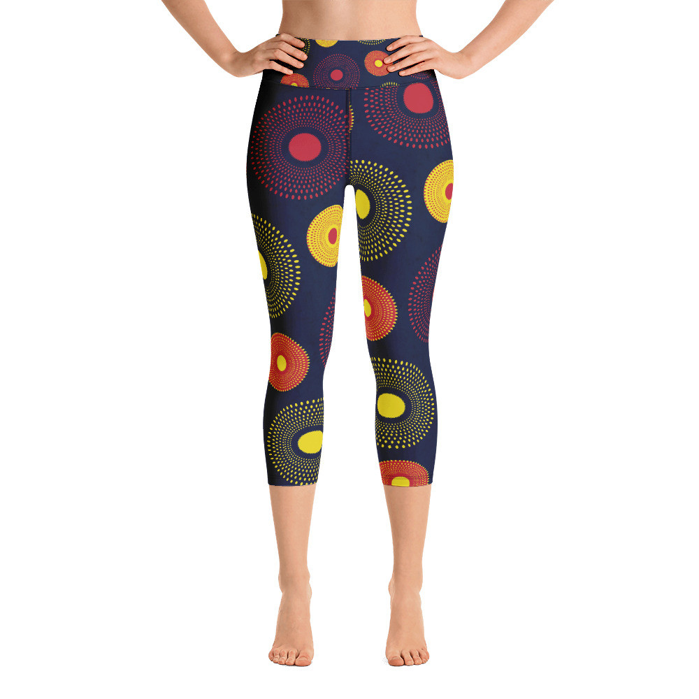 Ankara Circles Yoga Capri Leggings