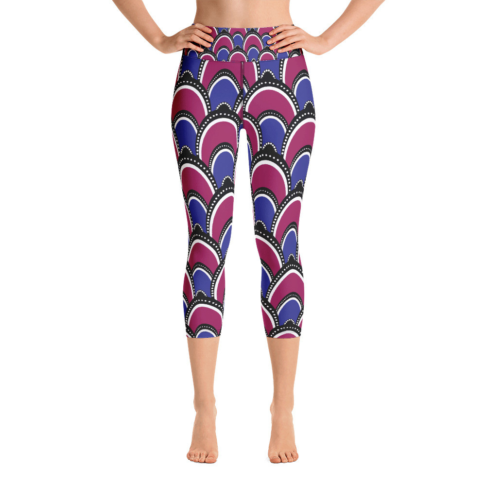 Peacock Inspired Yoga Capri Leggings
