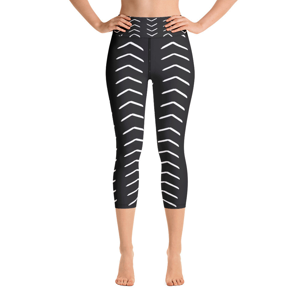 Black Mud Cloth Inspired Yoga Capri Leggings