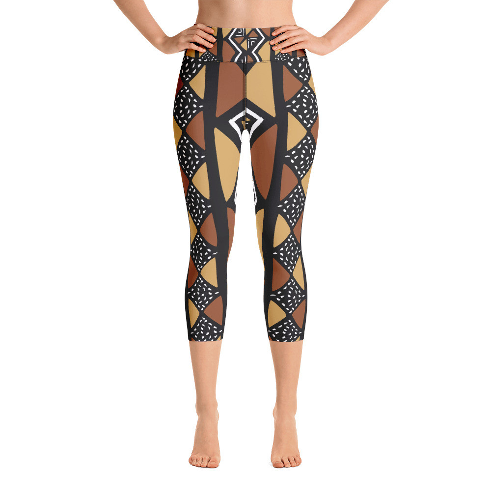 Mud Cloth Inspired Yoga Capri Leggings II