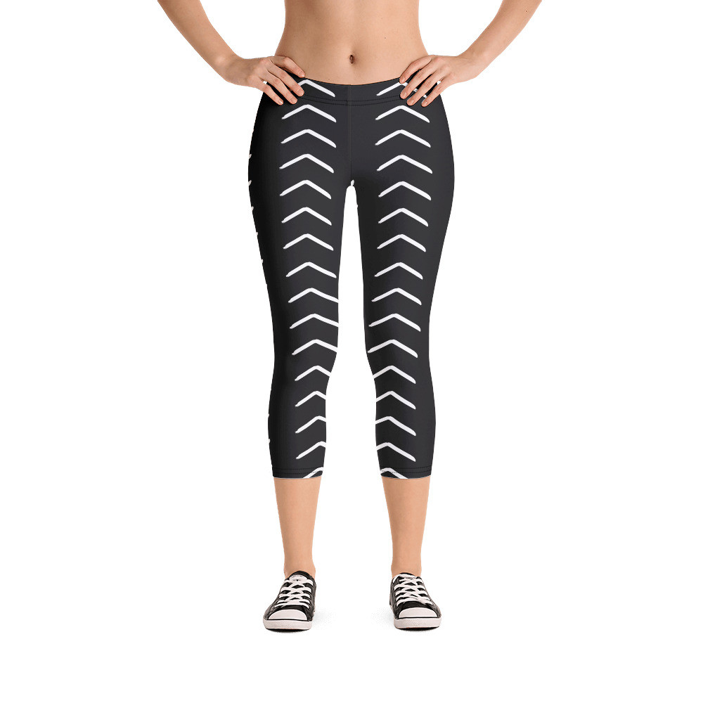 Black Mud Cloth Inspired Capri Leggings