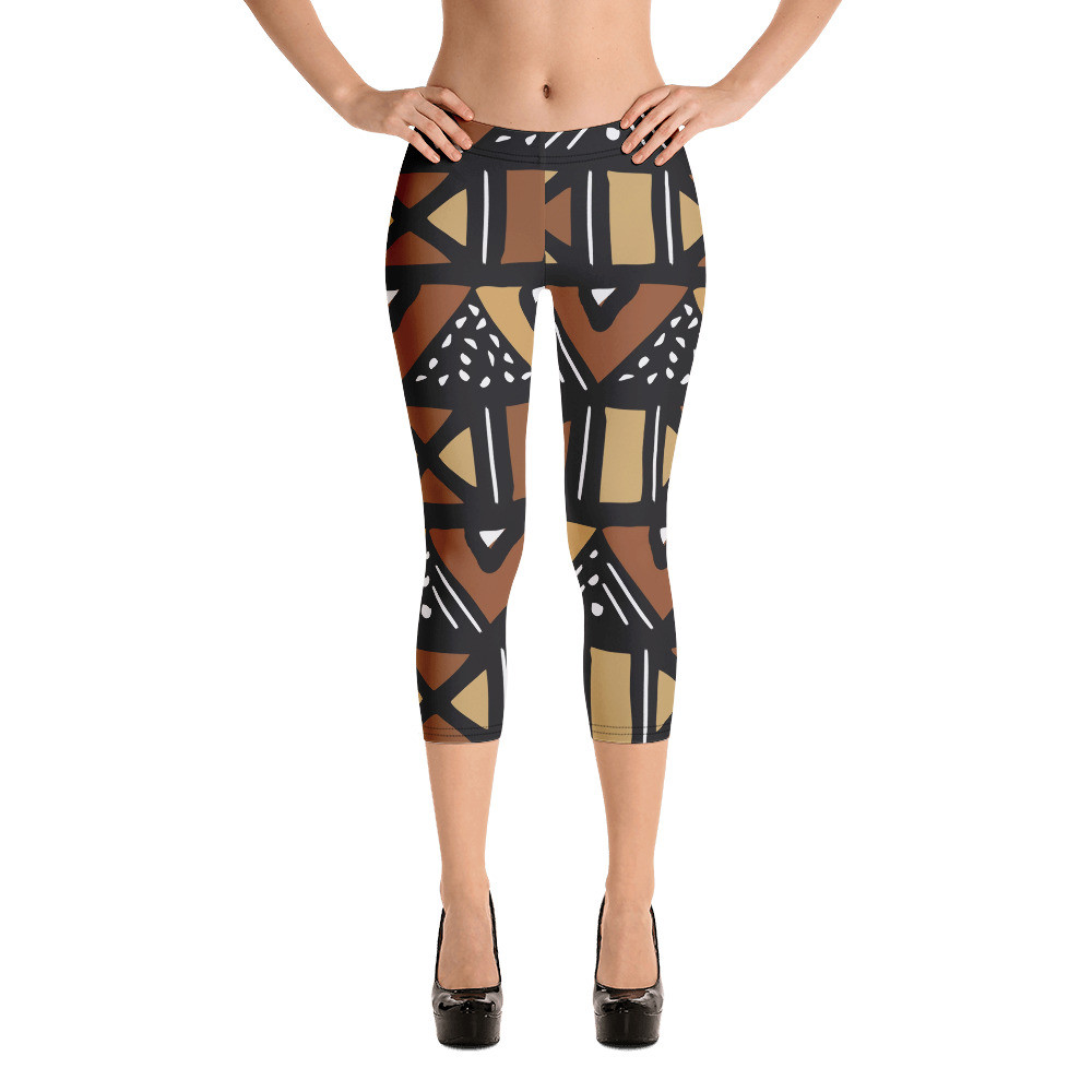 Mud Cloth Inspired Capri Leggings