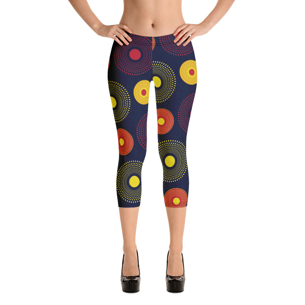 Ankara Circles Capri Leggings 