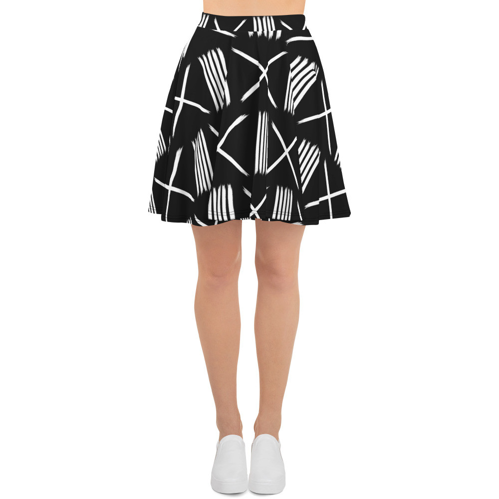 Black Mud Cloth Inspired Skater Skirt III
