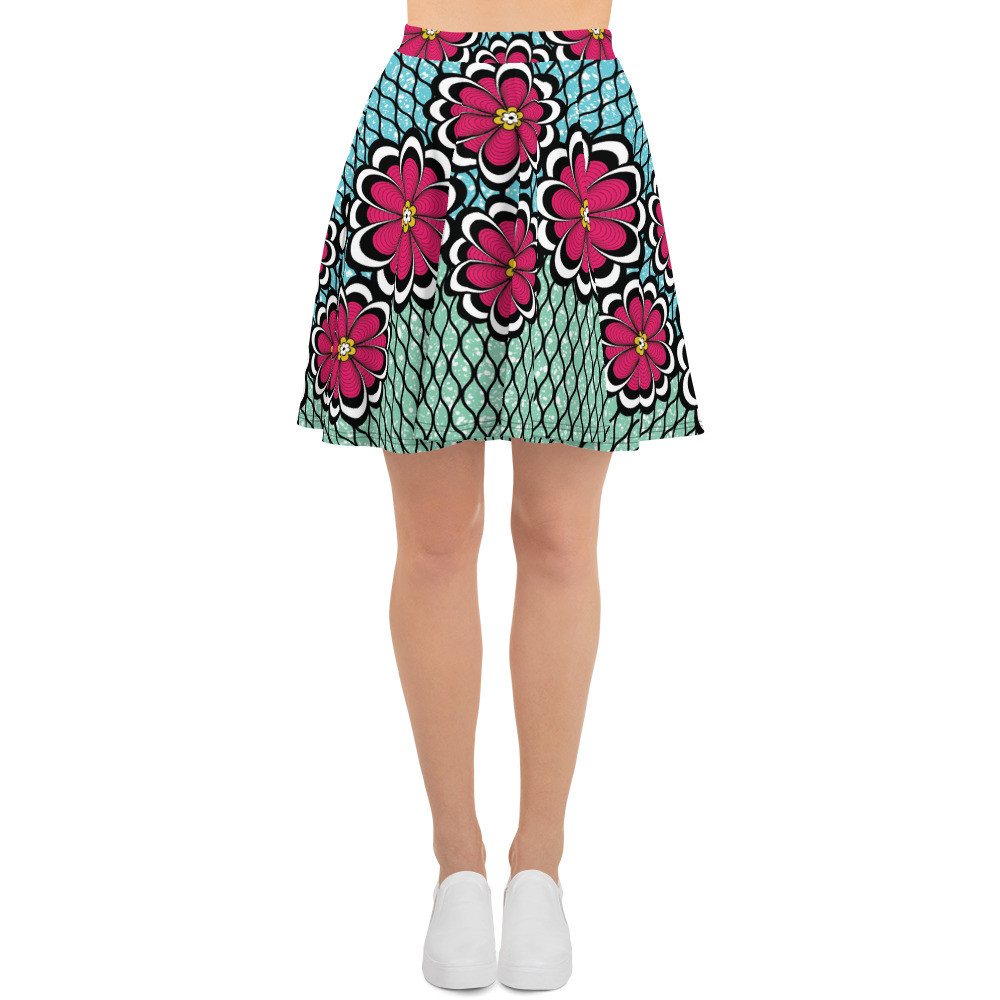 Pink Flowers Skater Skirt