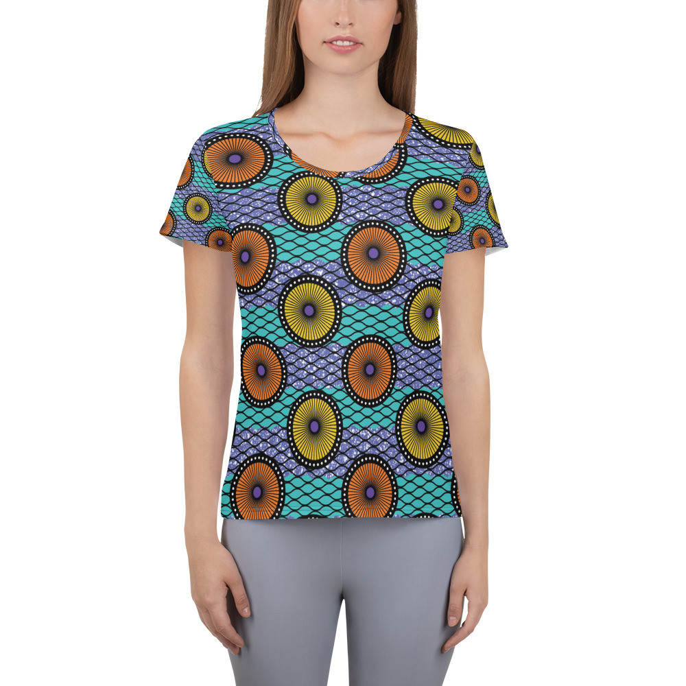  Women's Ankara Circles Athletic T-shirt