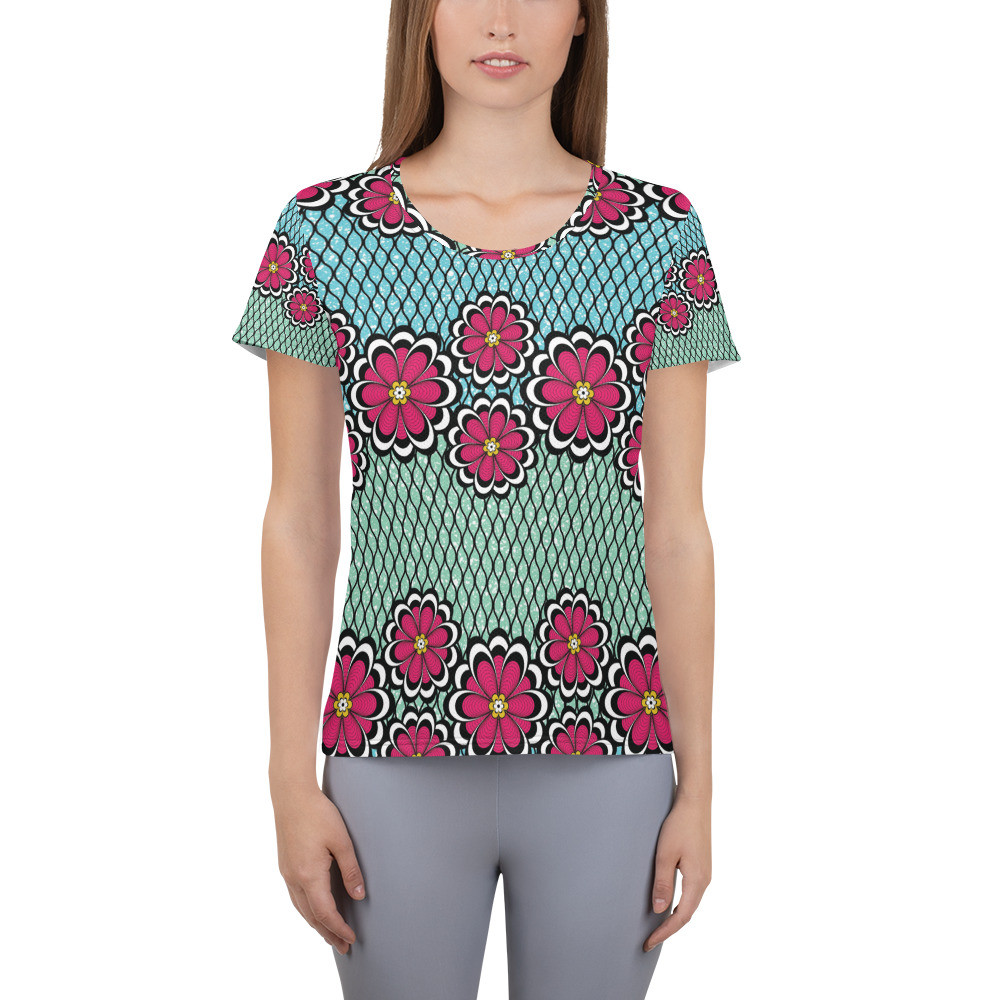 Women's Pink Flowers Athletic T-shirt