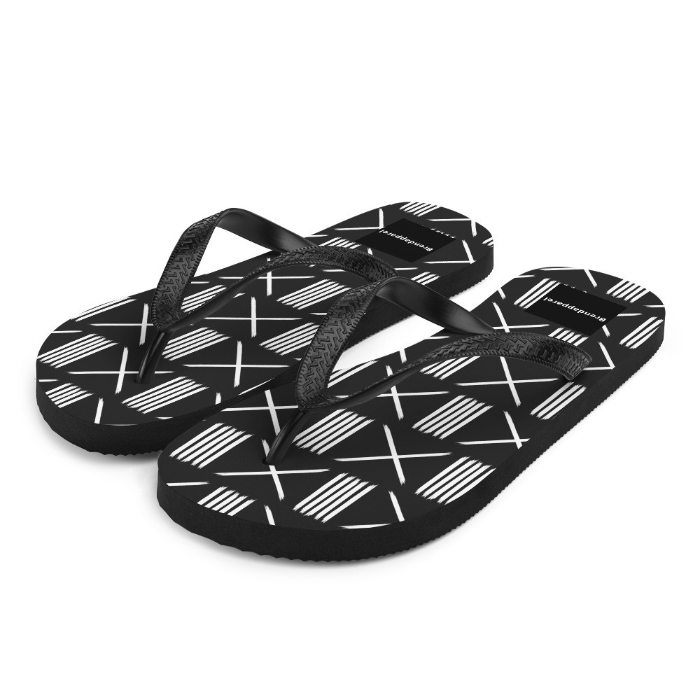 Black Mud Cloth Inspired Flip-Flops