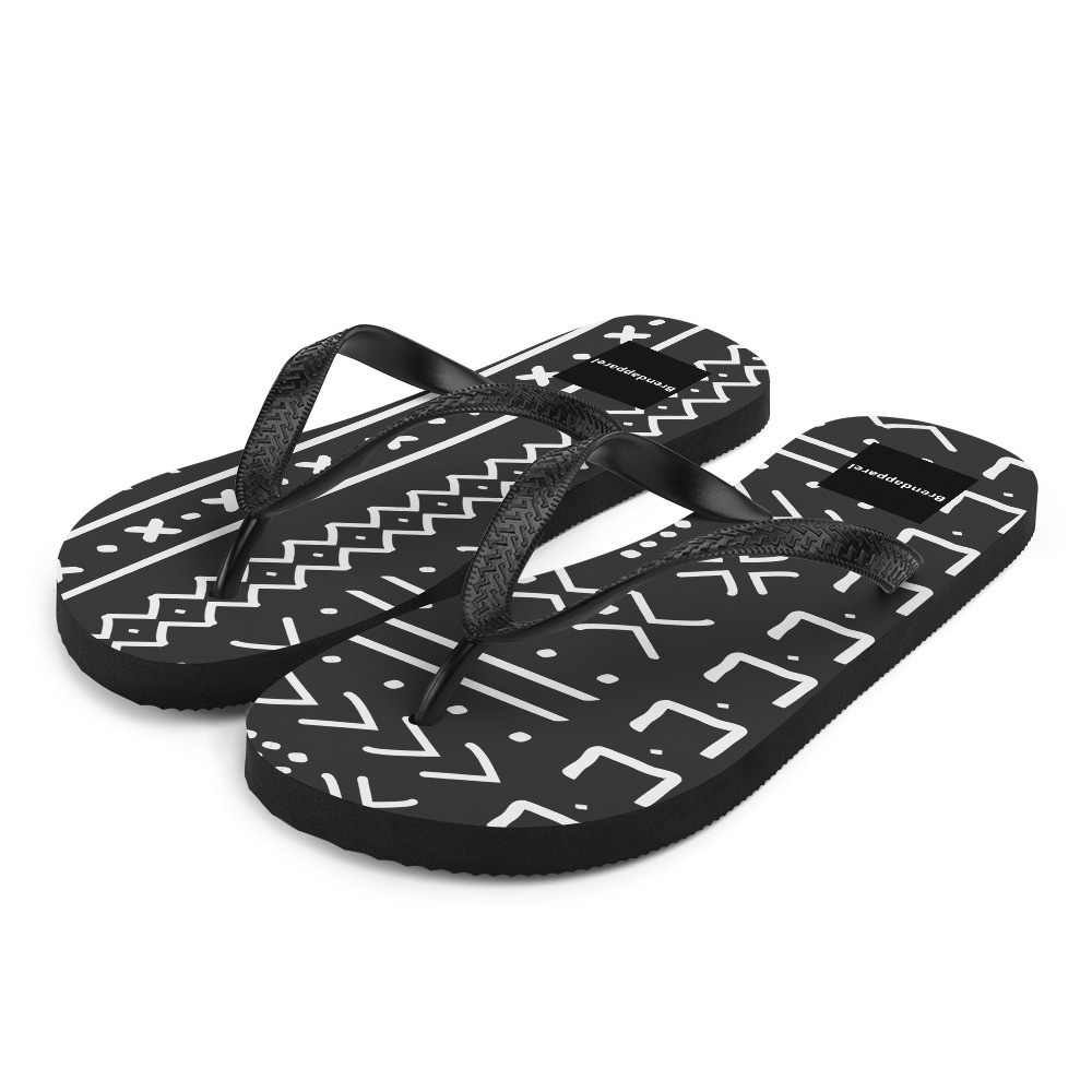 Black Mud Cloth Inspired Flip-Flops V