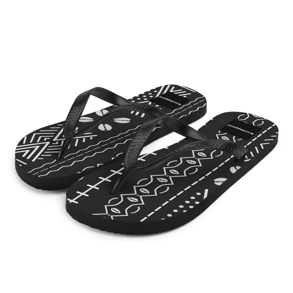 Black Mud Cloth Inspired Flip-Flops IV