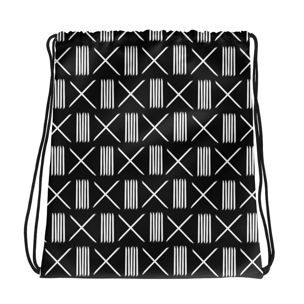 Black Mud Cloth Inspired Drawstring bag III 