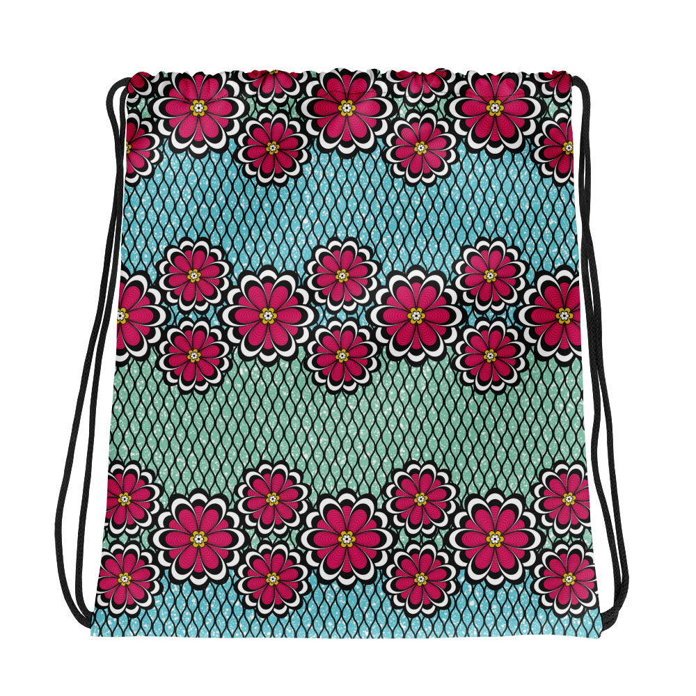 Pink Flowers Drawstring bag