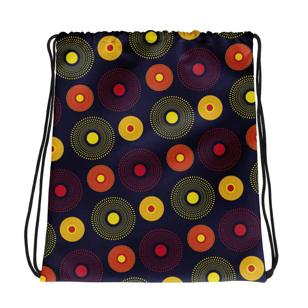 Ankara Circles Drawstring bag