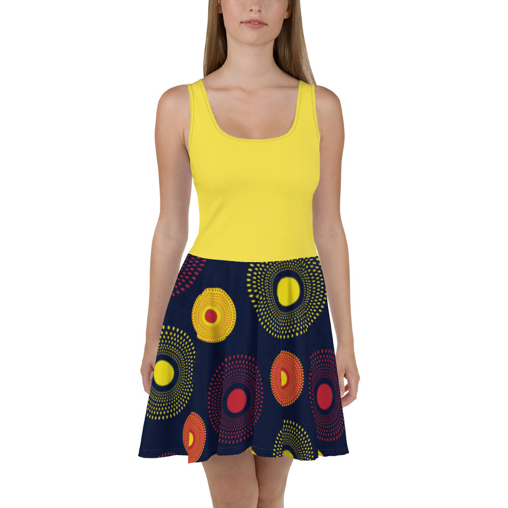 Yellow Ankara Circles Skater Dress II