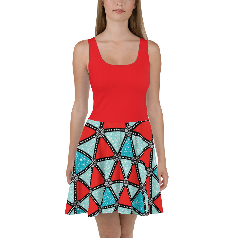Red Top Triangles Skater Dress