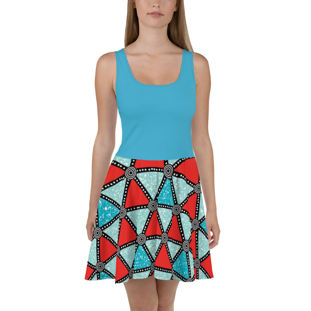 Medium Blue Top Triangles Skater Dress