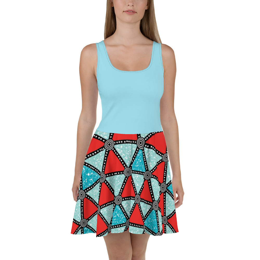 Light Blue Top Triangles Skater Dress