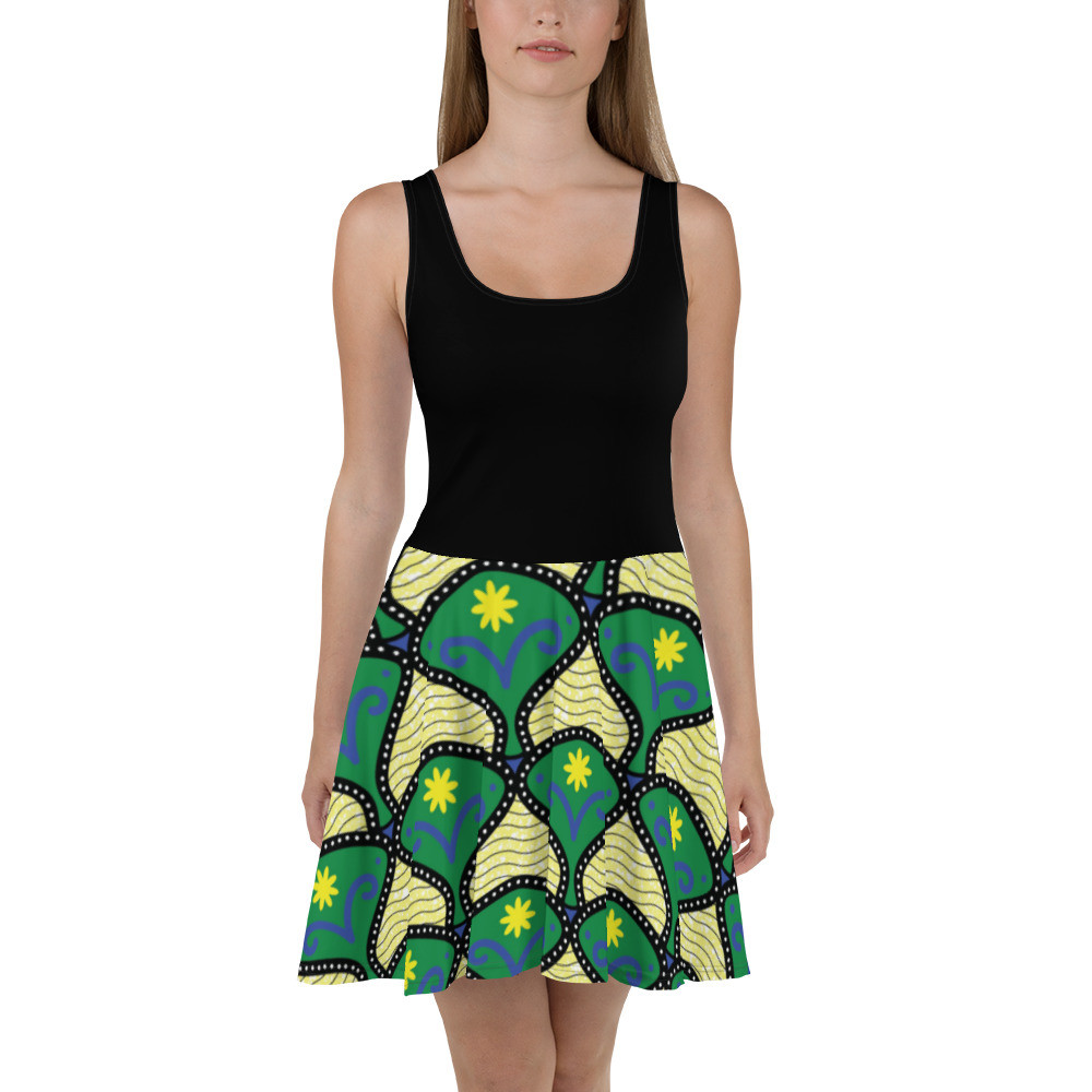 Black Top Spring Vibes Skater Dress