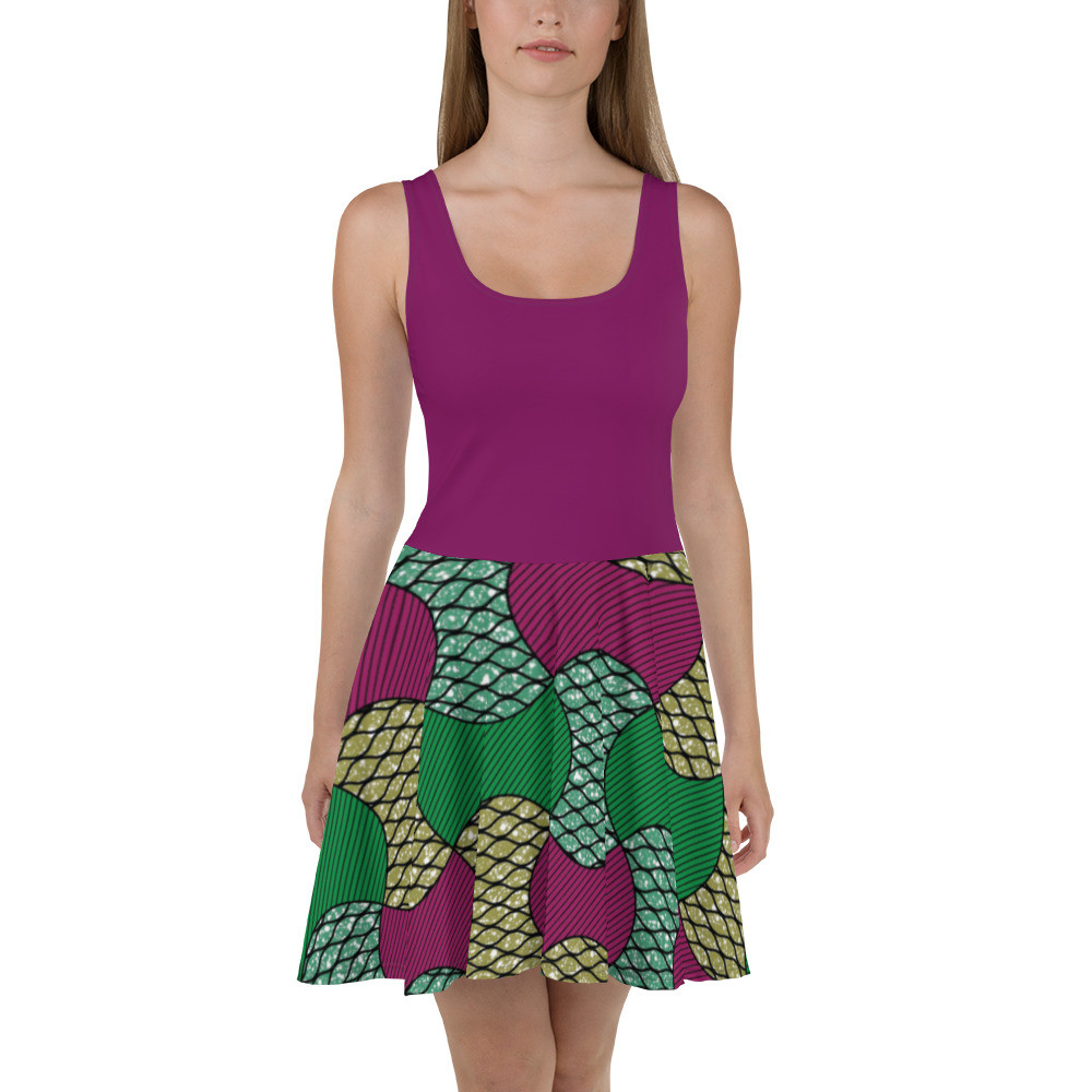 Purple Top Partial Bows Skater Dress