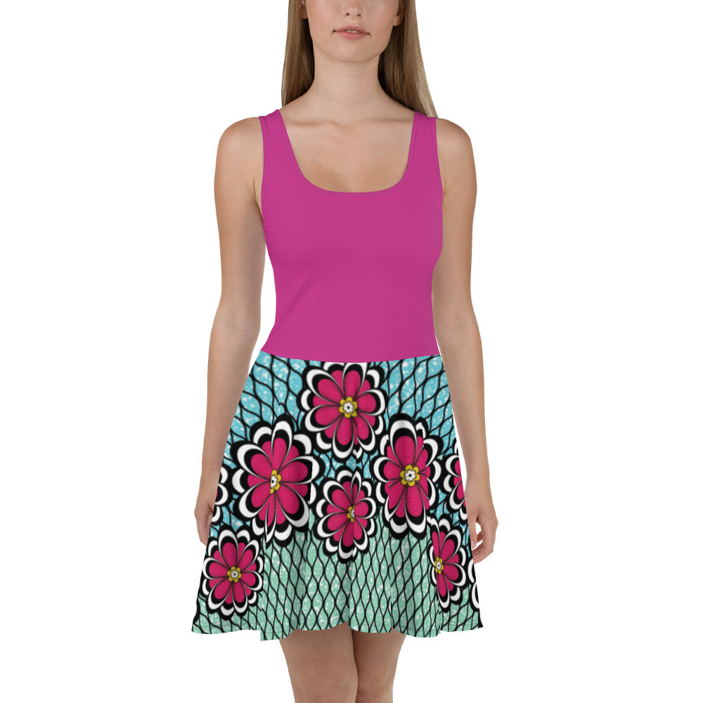 Pink Flowers Skater Dress