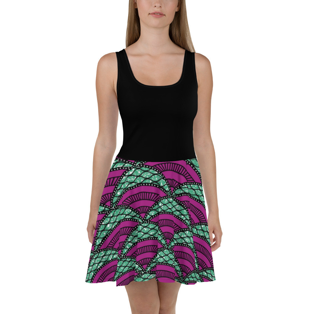 Black Top Parachutes Inspired Skater Dress