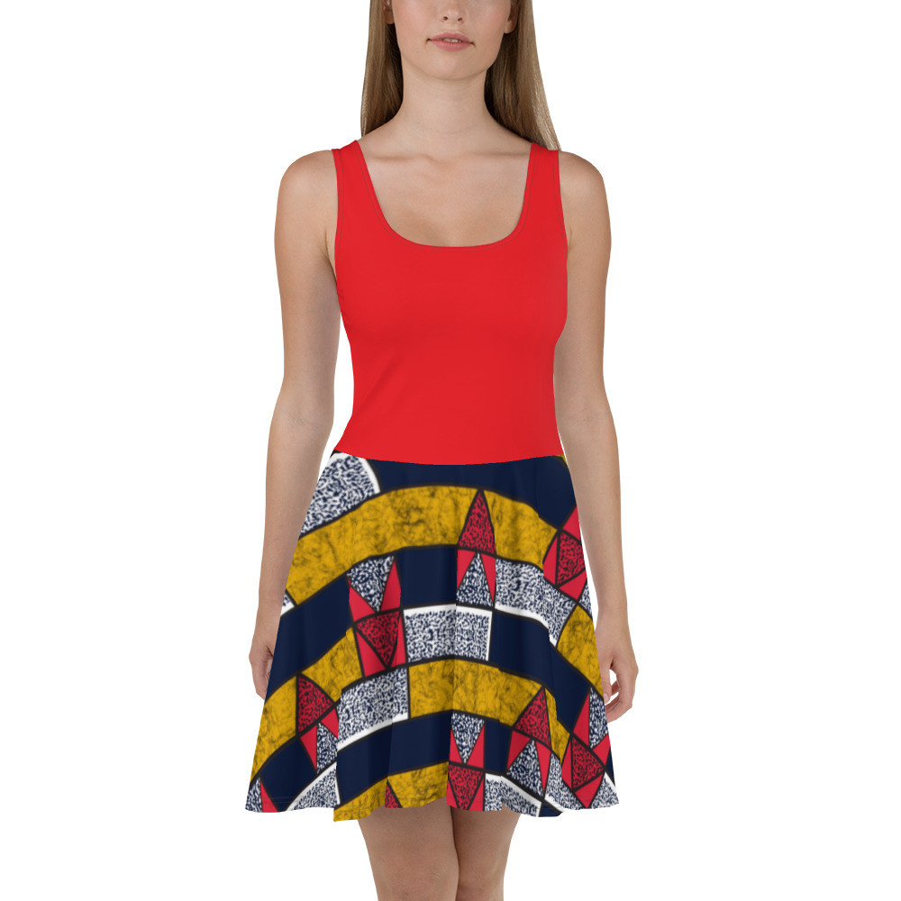 Red Top Bricks Inspired Skater Dress