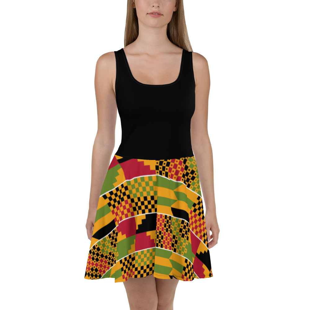 Black Top  Kente Skater Dress