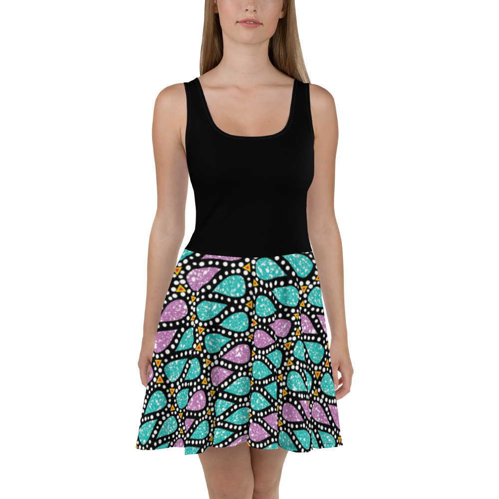 Black Top Icy Drops Skater Dress