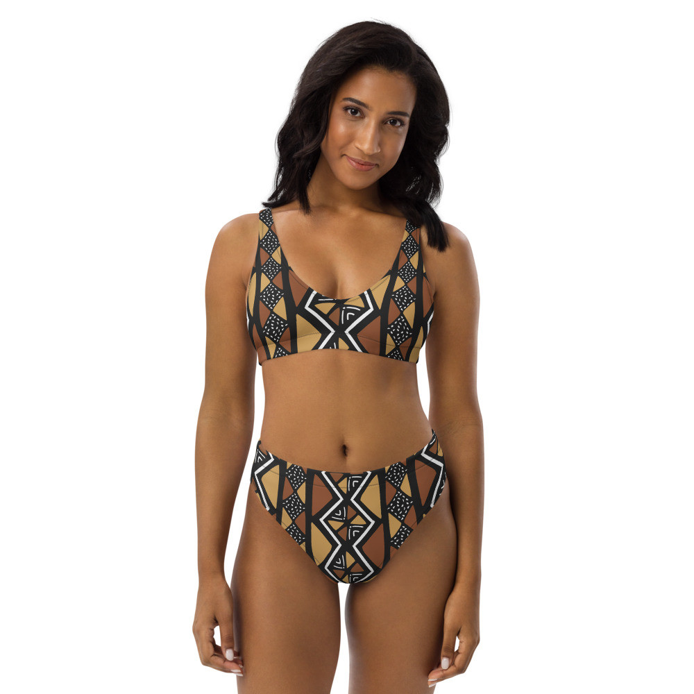 Mud Cloth Inspired Recycled High-waisted Bikini II