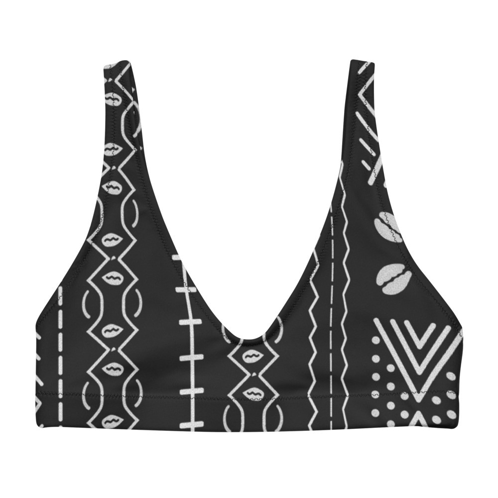 Black Mud Cloth Inspired Recycled Padded Bikini Top IV