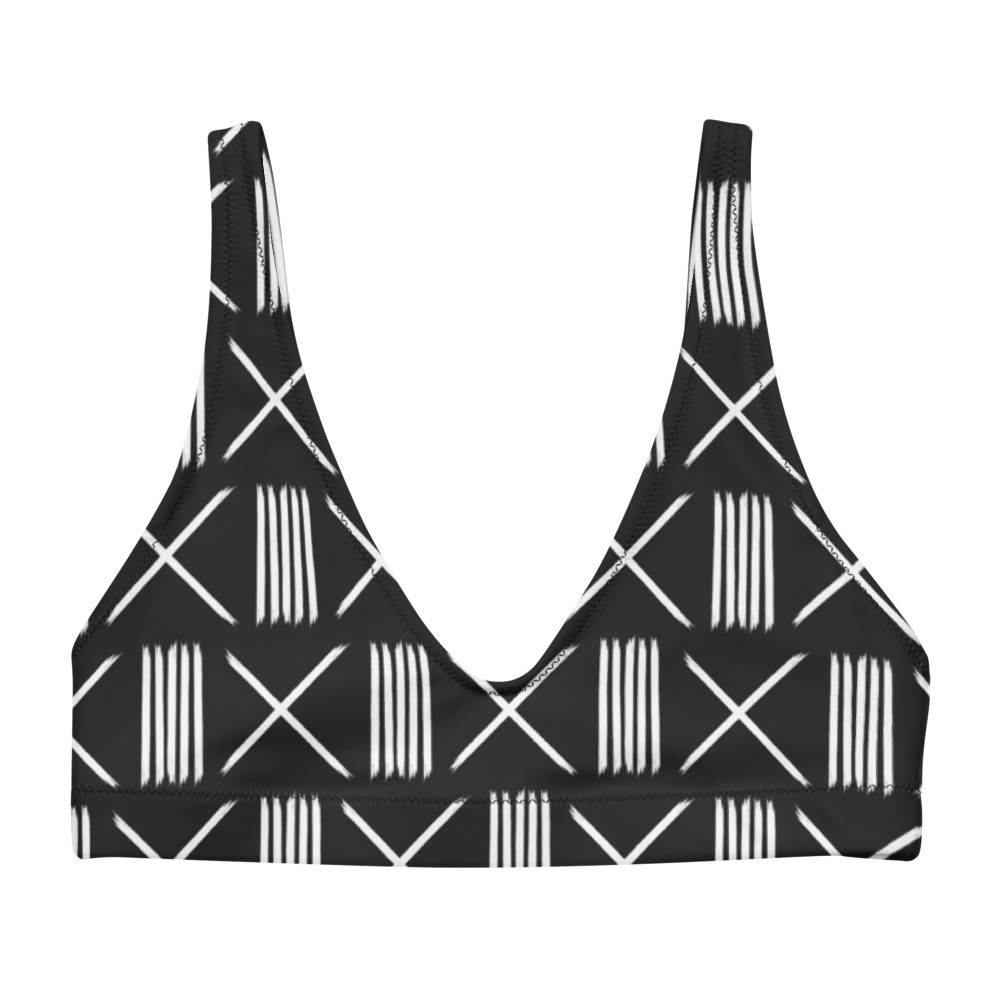 Black Mud Cloth Inspired Recycled Padded Bikini Top III