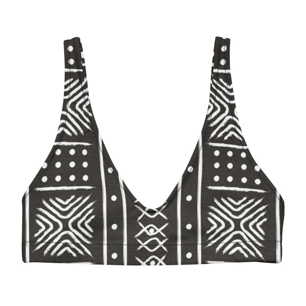 Black Mud Cloth Inspired Recycled Padded Bikini Top II 