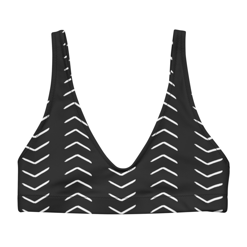 Black Mud Cloth Inspired Recycled Padded Bikini Top