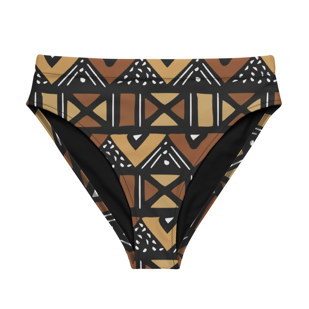 Mud Cloth Inspired Recycled High-waisted Bikini Bottom