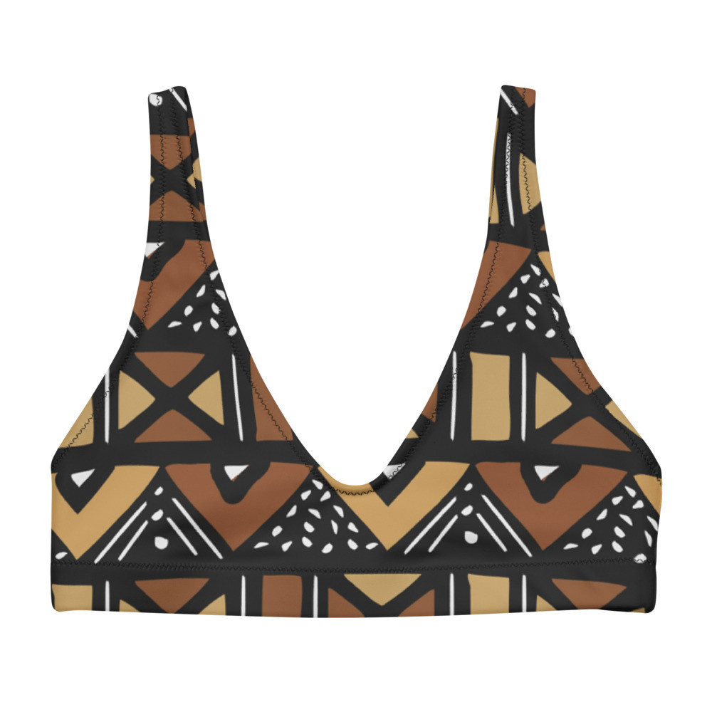 Mud Cloth Inspired Recycled Padded Bikini Top