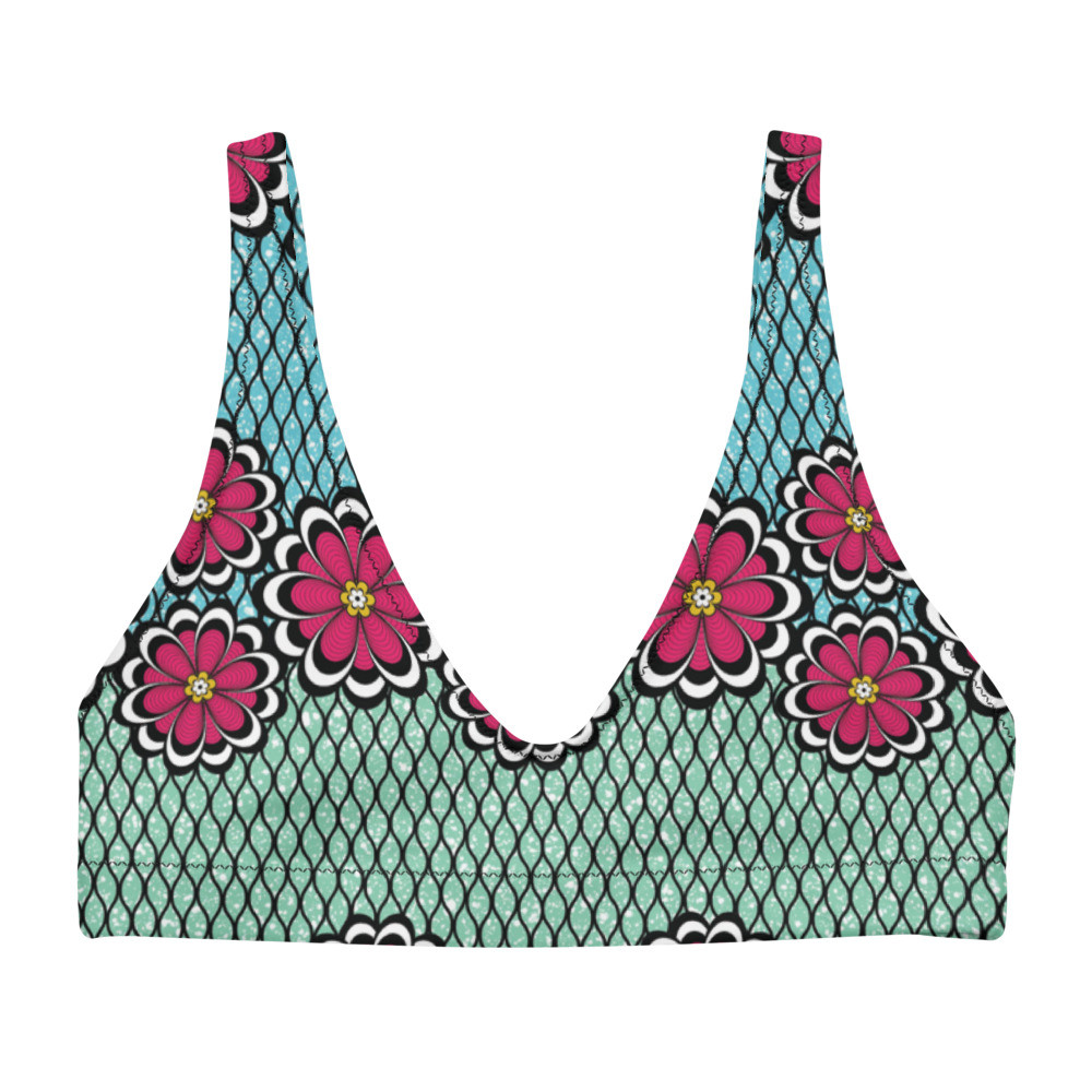 Pink Flowers Recycled Padded Bikini Top
