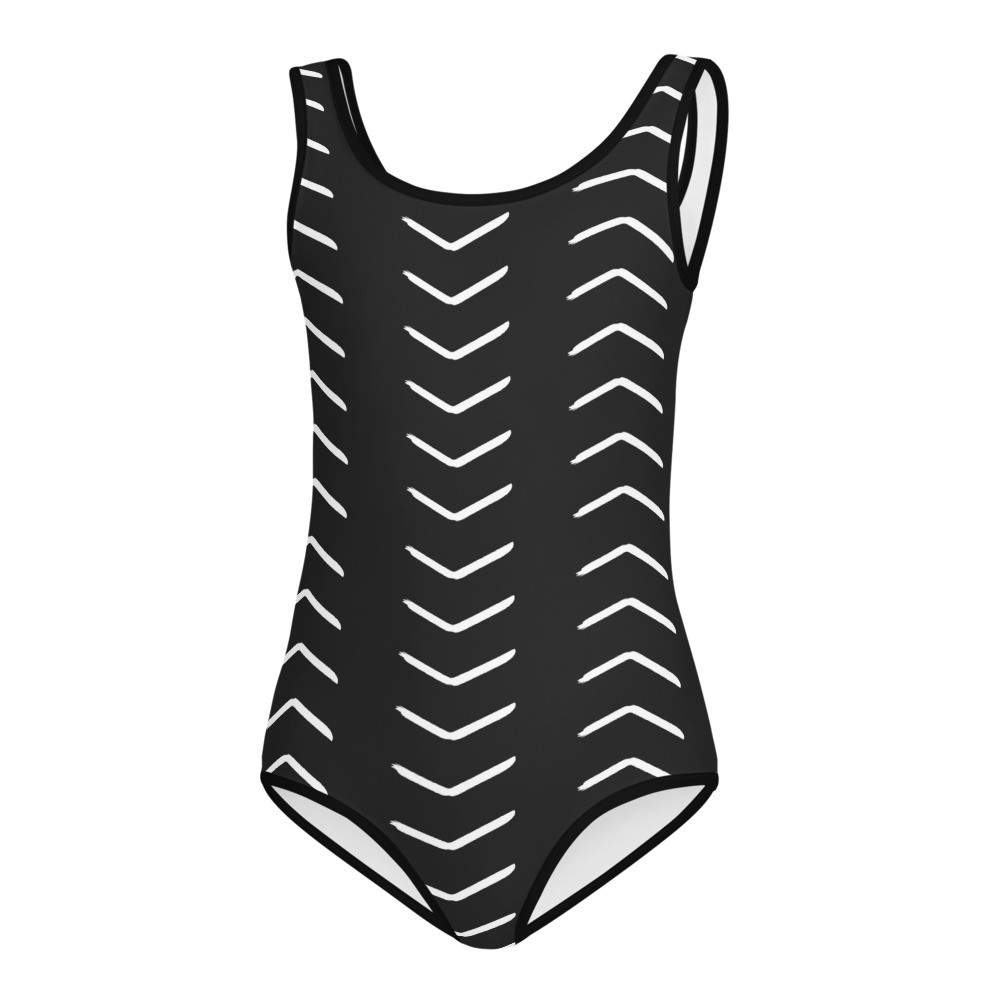 Kids Black Mud Cloth Inspired Swimsuit