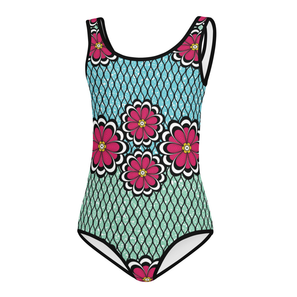  Kids Pink Flowers Swimsuit