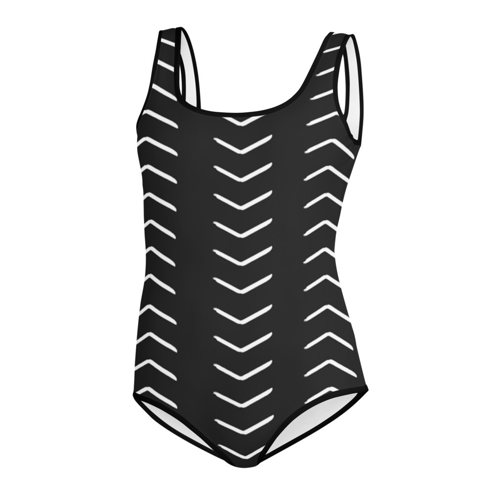  Youth Black Mud Cloth Inspired Swimsuit