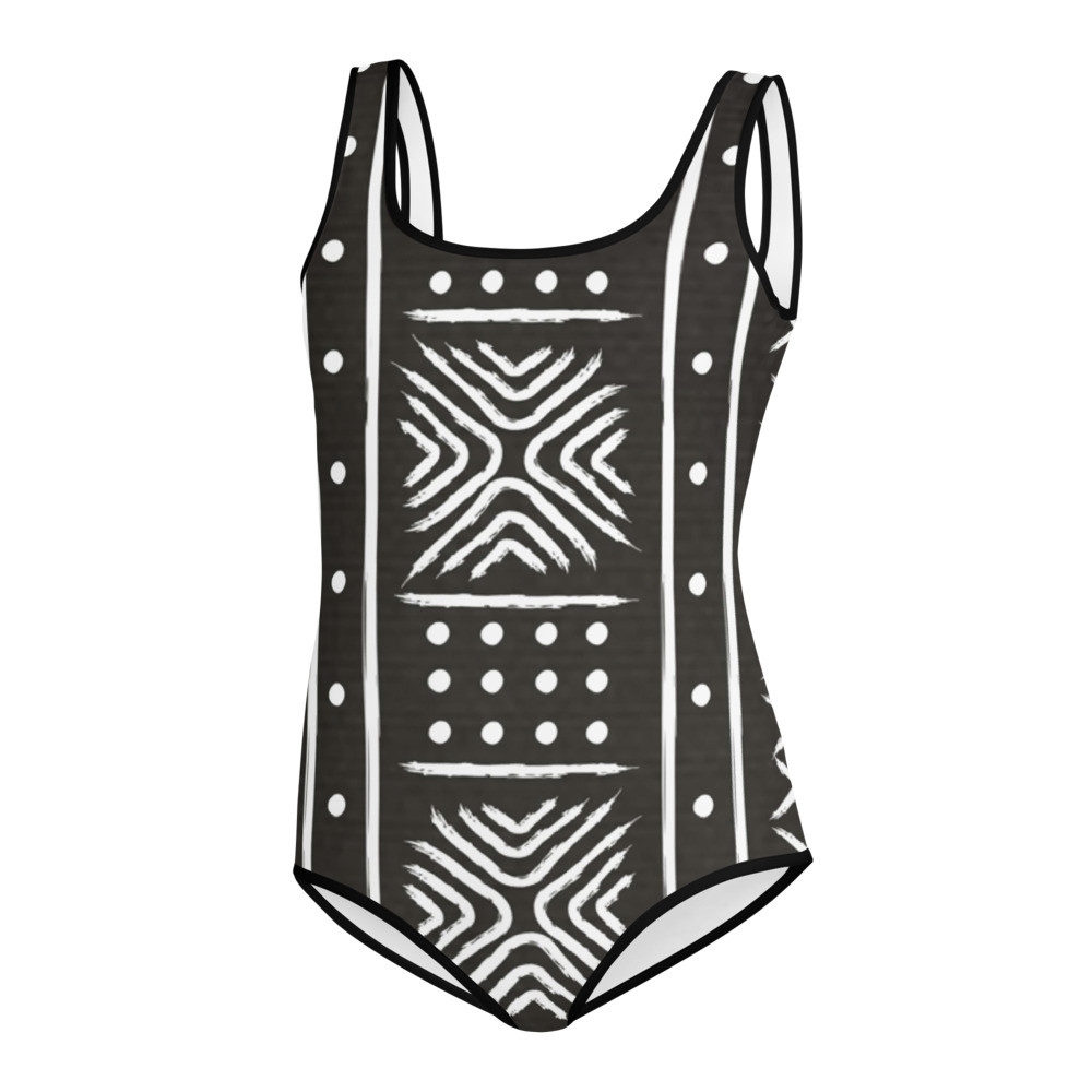  Youth Black Mud Cloth Inspired Swimsuit II 